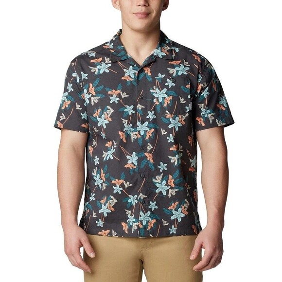 Columbia Men's Arrow Springs Short-Sleeve Cotton Button-Up Shirt Charcoal M - Picture 1 of 7